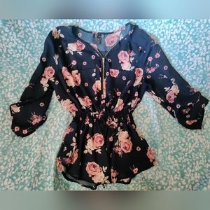 J for Justify 3/4 sleeve peplum floral top